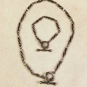 Sterling Silver Toggle Necklace & Bracelet Set